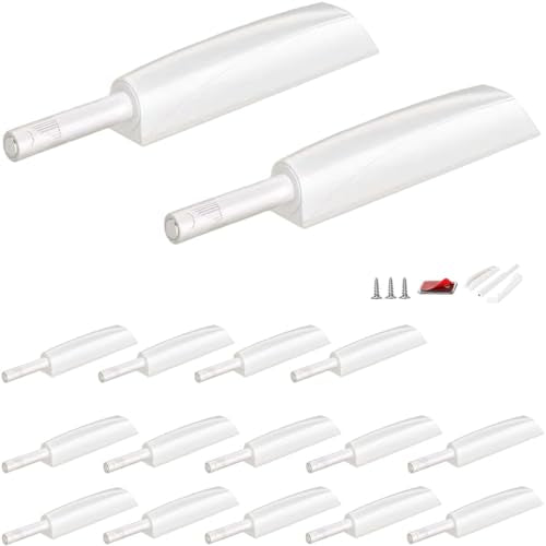 Push to Open Door Latch Cabinet Hardware CBRIVE 16 Pack Magnetic Push Latches & Lock for Hidden Door Magnet Push Release Drawer Pull Tip on Closet Close Touch Locking Pop Out, White - color: White, size: 16 Pack