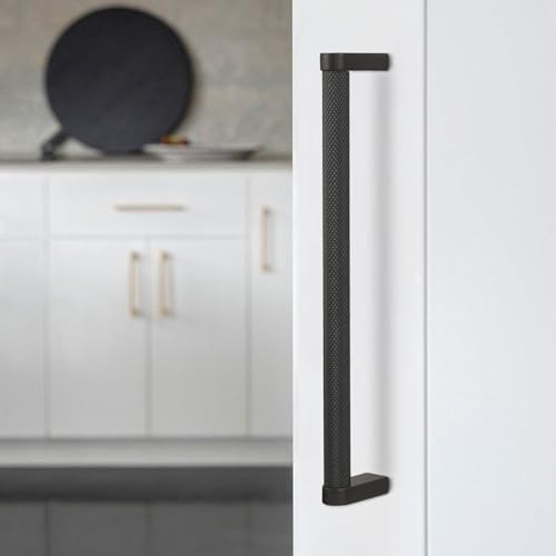 10 Pack 6.3Inch(160mm) Matte Black Kitchen Cabinet Handles Knurled Cabinet Pulls Black Drawer Pulls Kitchen Hardware - color: Matte Black, size: 6.3'' Hole Center(160mm)