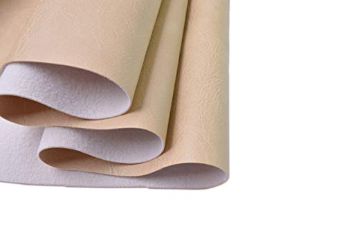 Wento Thick Faux Leather Fabric Soft Skin Grain PU Leather for Furniture Cover Reupholster Sofa Chairs Cushions Vinyl Upholstery (1 Yard, Beige) - color: Beige, size: 1 Yard (54" x 36")