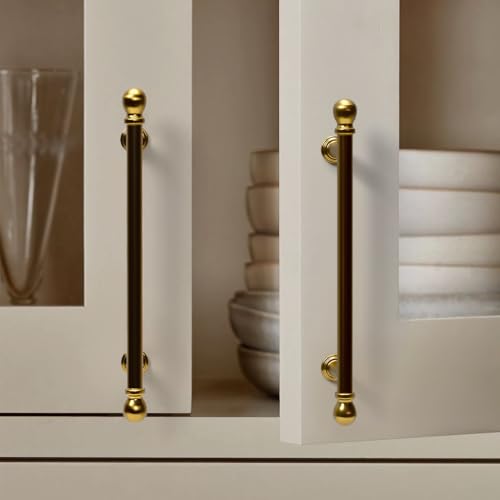 YAGU 6 Pack Champagne Bronze Kitchen Cabinet Handles 5 Inch(128mm) Hole Center Solid Dark Gold Dresser Drawer Pulls Honey Bronze Furniture Hardware for Cupboard Wardrobe Closet Vanity - color: Champagne Bronze, size: 6 Pack, style: 5''/128MM Hole Center