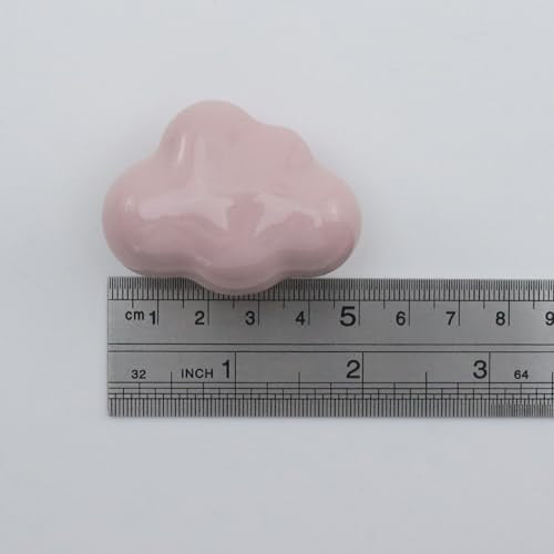Dnyta 6 Pcs Clouds Shaped Ceramic Knobs Glossy Ceramic Pulls Drawer Knobs - style: Light Pink,Clouds Shaped