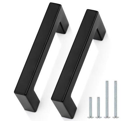 Probrico 30 Pack 3 inch Hole Centers Cabinet Pulls Black Drawer Handles-Kitchen Cabinet Handles Modern Suqare Bar Pulls Stainless Steel Cabinet Hardware for Dresser Bathroom Bedroom Laundry - color: Black, size: hole center 3"
