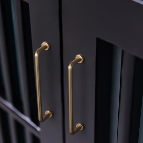 Goo-Ki 6 Pack 5" Center to Center Champagne Bronze Modern Cabinet Pulls Solid Contemporary Home Improvement Hardware Drawer Pulls Zinc Alloy Kitchen Handles - color: Champagne Bronze, size: 5'' Center to Center