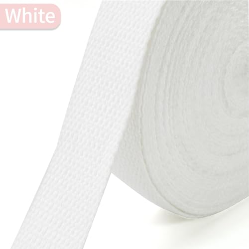 White Cotton Webbing 1in x 10Yards - color: White