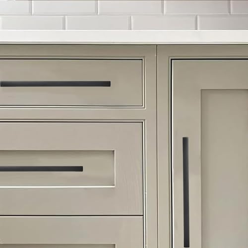 khtumeware 20 Pack 7-1/2 inch Center to Center Solid Black Cabinet Pulls Square Bar Drawer Handles Cabinet Handles Matte Black Drawer Pulls Kitchen Cabinet Hardware - color: Black, size: Flat Black 7-1/2 Inch Hole Center