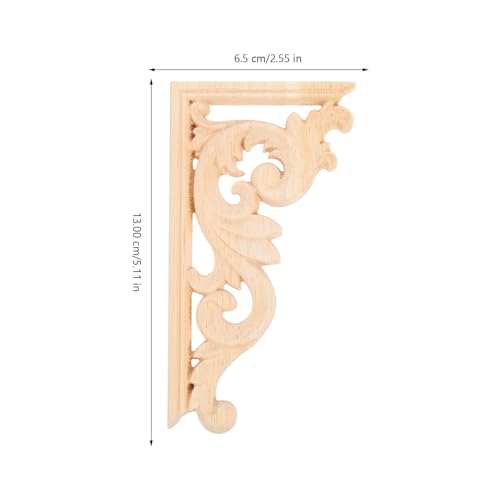 HEALLILY 4 pcs Wood Onlay Corner Applique Unpainted Carved Wood Appliques for Cabinets Doors Walls Mirrors Decorative Trim European Style Home Decor 5.11 X 2.55 X 0.31 in
