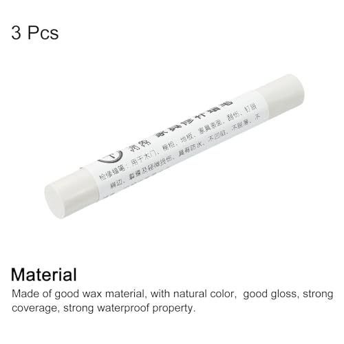uxcell 3Pcs Furniture Repair Crayons Wood Wax Filler Stick, White - color: White