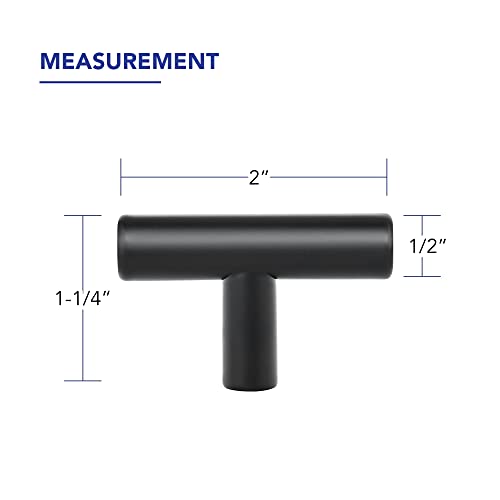 Ravinte Hardware Matte Black Cabinet Handles Drawer Pulls 2 Inch 25 Pack - color: Matte Black T-Shaped, size: Single Hole Center