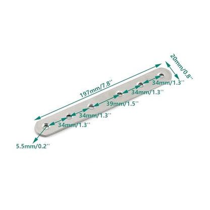 4 Pack Flat Mending Plate for Wood,ULIFESTAR Stainless Steel Straight Brackets 200mm / 8" Length 6 Screw Hole Flat Repair Fixing Wood Brace Joining Plates Connector with Fixing Screws - size: ['200x20x3mm']
