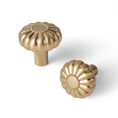12 Pack Elegant Bloom Champagne Bronze Cabinet Knobs, Drawer Pulls for Kitchen, Dresser Cabinet Hardware for Bedroom, 1-1/4 Inches Diameter Handles - color: Champagne Bronze