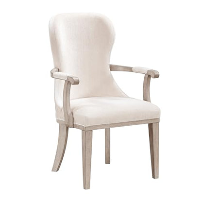 Elegance Armchairs Set of 2 Ivory Fabric Upholstery Cushion Seat Back Comfort Dining Furniture