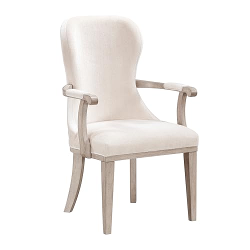 Elegance Armchairs Set of 2 Ivory Fabric Upholstery Cushion Seat Back Comfort Dining Furniture