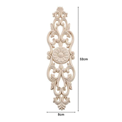 4Pcs Wood Carved Appliques Furniture Wooden Carving Onlays Long Decals - size: 4-Pack