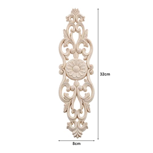 2Pcs Wood Carved Appliques Furniture Wooden Carving Onlays Long Decals - size: 2-Pack