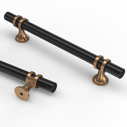 Asidrama 10 Pack 5 Inch(128mm) Champagne Bronze and Matte Black Kitchen Cabinet Handles, Cabinet Pulls Kitchen Cabinet Hardware Cupboard Handles Drawer Pulls - color: Black-Champagne Bronze, size: 5" Hole Center, style: 10 Pack