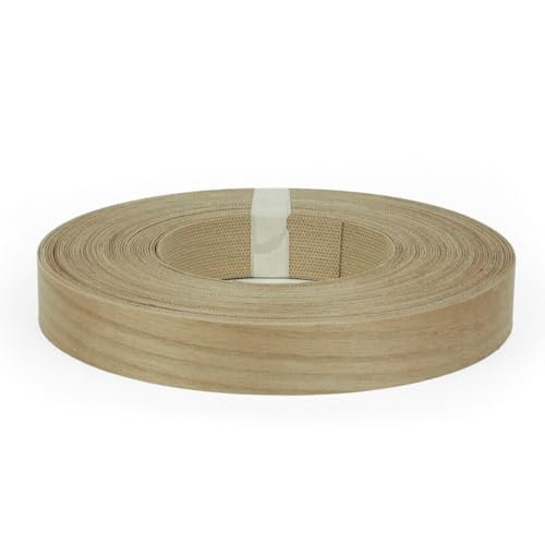 Furndiy Cherry 3/4" x 50' Roll Pre-Glued Wood Veneer Edge Banding, Iron on Edge Band, Hot Melt Adhesive, Real Wood Edge Tape, Veneer Edging for Easy Furniture Restoration, Smooth Surface, Based in USA