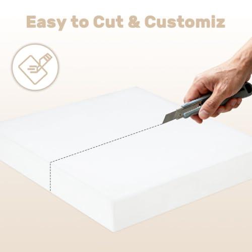 Couch Cushion Replacement 3"H, High Density Upholstery Foam Cushion Insert - color: White, size: 3"x20"x20"