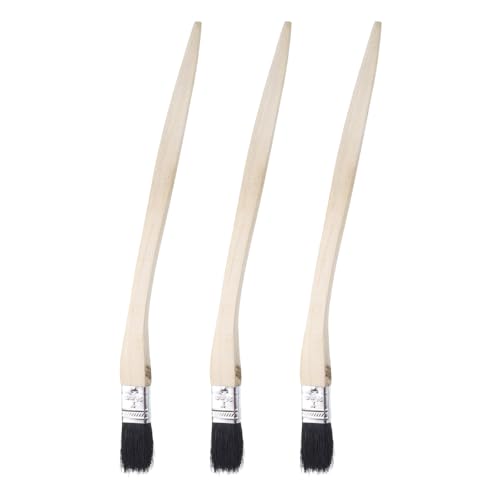 uxcell 3pcs Bent Radiator Paint Brush 1" Width Curved Wall Paint Soft Bristle Brushes with Long Wood Handle for Painting DIY Wall Treatment - size: 1"