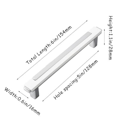 10 Pack White Silver Cabinet Pulls & Handles, 5 Inch Hole Center - color: White Silver, size: 6in/154mm