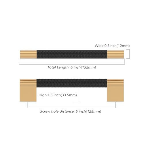 Asidrama 10 Pack 5 inch Matte Black and Champagne Bronze Cabinet Pulls - color: Black-Champagne Bronze, size: 5" Hole Center(128mm)