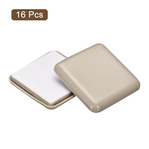 uxcell Furniture Sliders, 16Pcs 2" - Plastic Self-Adhesive Square Sliding Pads, Chair Glides for Carpeted Tile Vinyl Hardwood Floors (Grey) - size: 2"