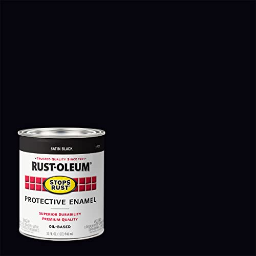 Rust-Oleum Stops Rust Brush On Protective Enamel Paint, Satin Black - color: Satin Black, size: 32 Fl Oz (Pack of 2)