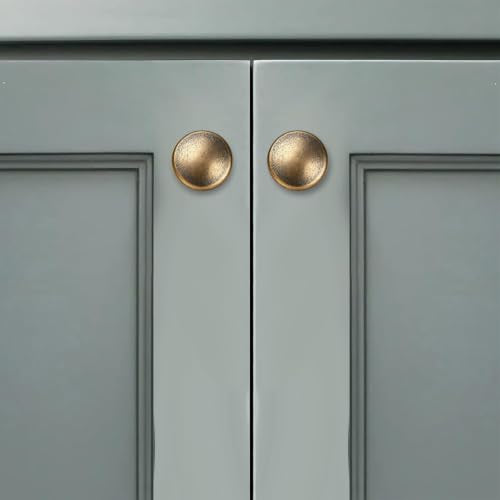 1-1/4 Inch(32mm) Diameter 10 Pack Antique Brass Cabinet Knobs Solid Heavy Duty Cabinet Hardware for Drawers Dressers Bathrooms - color: Antique Brass, size: 1-1/4 Inch(32mm)Diameter