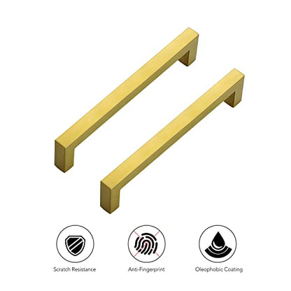 Ravinte Brushed Brass Cabinet Handles Square Pulls 6-1/4 Inch 30 Pack - color: Brushed Brass