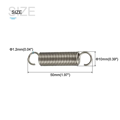 METALLIXITY Extension Spring (1.2x10x50mm/0.047"x0.39"x1.97") 2Pcs, Stainless Steel Tension Spring Wire - for Home Repair Construction Machinery - size: 0.047"x0.39"x1.97"