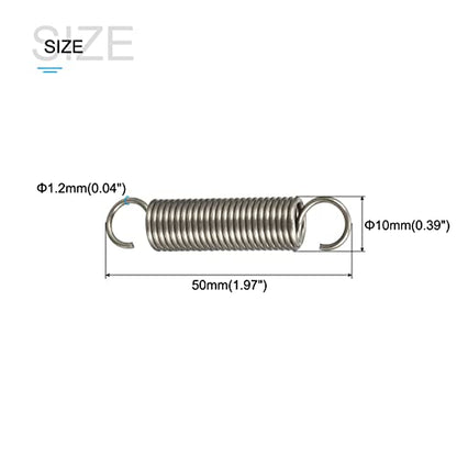 METALLIXITY Extension Spring (1.2x10x50mm/0.047"x0.39"x1.97") 2Pcs, Stainless Steel Tension Spring Wire - for Home Repair Construction Machinery - size: 0.047"x0.39"x1.97"