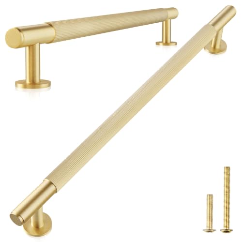 QOGRISUN 2-Pack Solid Brass Extra Long Cabinet Pulls, 12-3/5-Inch Handles - size: 12-3/5-Inch(320mm)Hole Centers Bar Pull