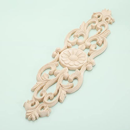 2Pcs Wood Carved Appliques Furniture Wooden Carving Onlays Long Decals - size: 2-Pack