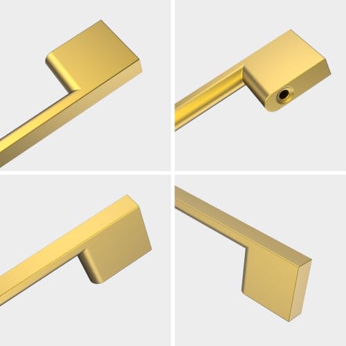 9BUILD 10 Pack Vibrant Brushed Moderne Brass Cabinet Pulls 3 Inch Cabinet Handles Kitchen Hardware Handles for Cabinets Dresser Pulls - color: Vibrant Brushed Moderne Brass, size: 3"/76MM Hole Center, style: 10 Pack
