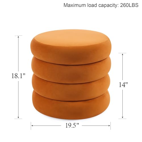 Compact Round Ottoman, Orange - color: Orange
