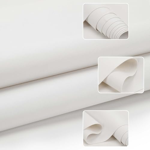 Faux Leather Fabric Smooth Solid 54" x 36" (White) - color: White