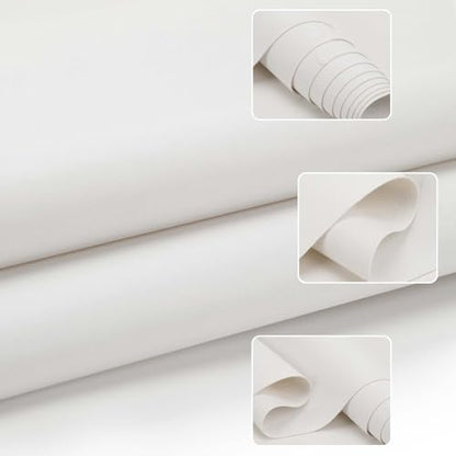 Faux Leather Fabric Smooth Solid 54" x 36" (White) - color: White