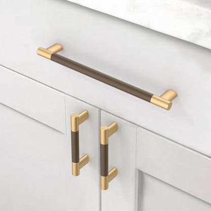 Champagne Bronze & Brown Knurled Kitchen Cabinet Pulls 7 Inch 10 Pack - color: Gold and Champagne Bronze, size: 7" Hole Center