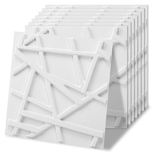 Art3d 100 Pack Decorative 3D Wall Panels, 97 Sq.Feet PVC Interior Wall Décor, 11.8"x11.8", White - color: Geometric White, size: 100 pcs