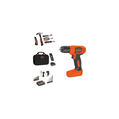 BLACK+DECKER 8V MAX 57-Piece Cordless Drill and Household Tool Kit for Home with Tool Storage Bag (BDCD8PK)