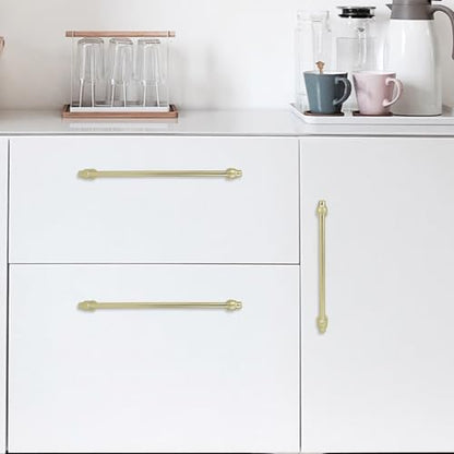 10 Pack 10 inch(254mm) Brushed Brass Kitchen Cabinet Handles Cabinet Pulls Gold Drawer Pulls Kitchen Cabinet Hardware Handles Dresser Handles - color: Brushed Brass, size: 10" Hole Center（254mm）