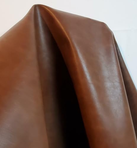 Mid Brown 2 Tone Vegan Faux Leather Synthetic Pleather 0.9 mm Madison 1/2 Yard 18-20 inch Wide x 54 inch Length Soft Smooth Upholstery Half Yard (18" x 54") (Brown) - color: Brown