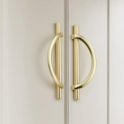 HOME EDIT Polished Brass Cabinet Pulls Curved, 5 Inch/128 mm, 10 Pack - color: Gold, size: 5 Inch Hole Center