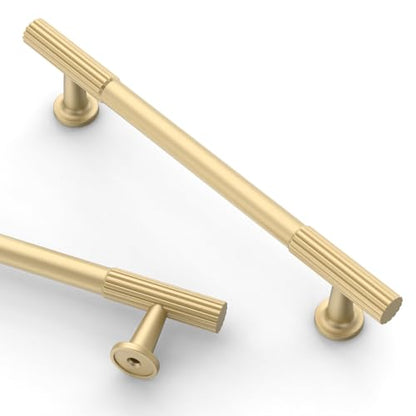 Asidrama 10 Pack 5 inch Brushed Gold Kitchen Cabinet Handles - color: Brushed Gold, size: 5" Hole Center