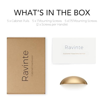 Ravinte Champagne Bronze Drawer Pulls Cabinet Cup Pulls 3 Inch 5 Pack - color: Champagne Bronze