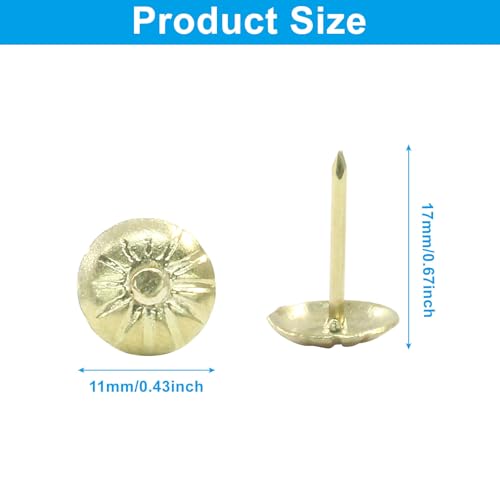100 Pcs, 7/16 Inch Upholstery Tacks, Gold - color: Gold