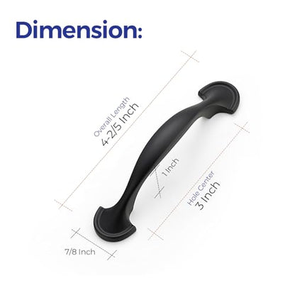 Ravinte Matte Black Curved Cabinet Handles Arch Pulls 3 Inch 20 Pack - size: 3 Inch Hole Center