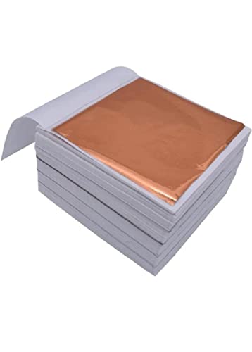 L.A. Gold Leaf Copper Leaf/Gilding foil for Gilding, Paintings 100 Sheets and Resin Casting 8x8.cm_