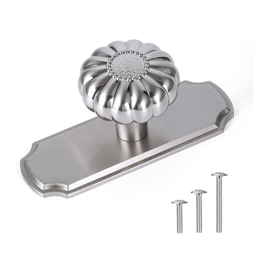 4 Pack Vintage Brushed Nickel Cabinet Knobs with Backplate, 1-1/4 Inches - color: Brushed Nickel, size: 4 Pack