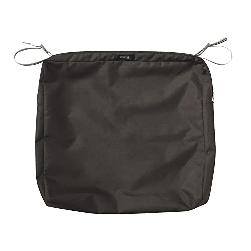 Classic Accessories Ravenna Water-Resistant 21 x 19 x 3 Inch Patio Seat Cushion, Espresso, Chair Seat Cushion - color: Espresso, size: 21"W x 19"D x 3"Thick