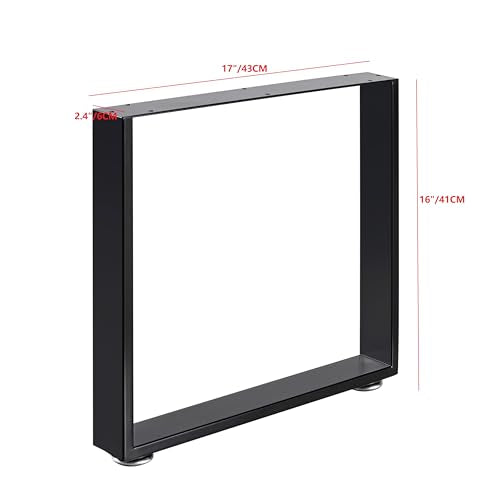W17*H16 Metal Table Legs,Heavy Duty Desk Legs,Black Set of 2. - size: W17"*H16"